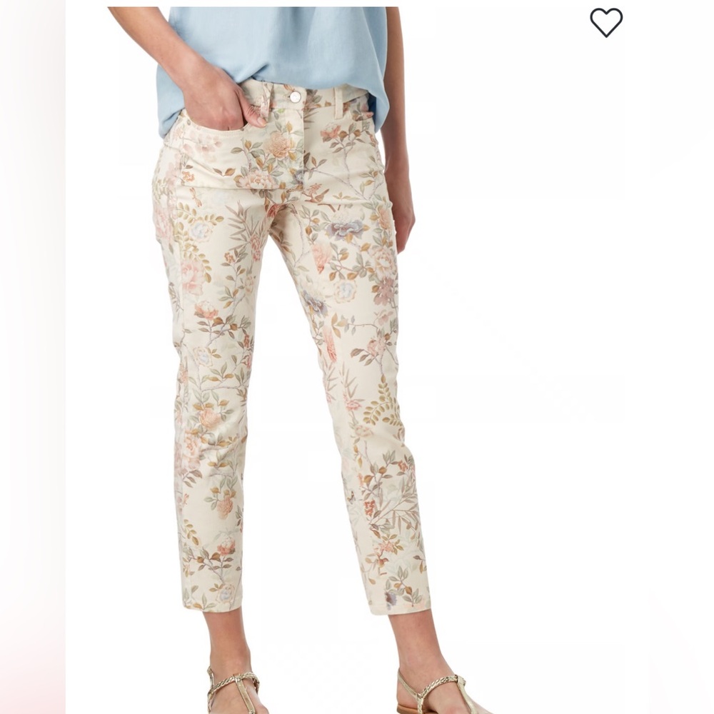 Cambio Parla Cropped Florahem Print Jeans Size 12